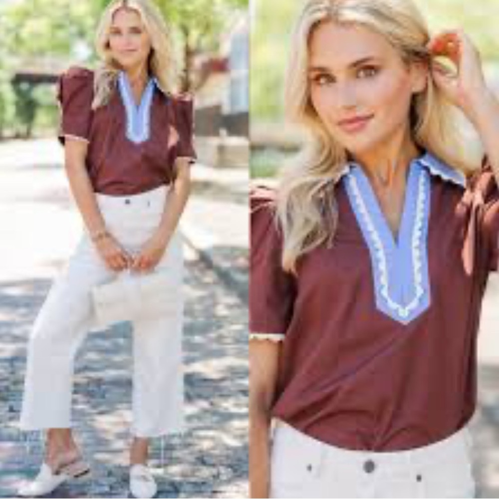 Brand New Entro Top with Blue Collar and Brown Body